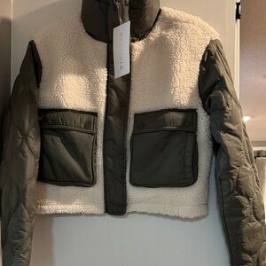 Athleta NEW Women's Olive and Cream Jacket Fleece Hybrid Jacket